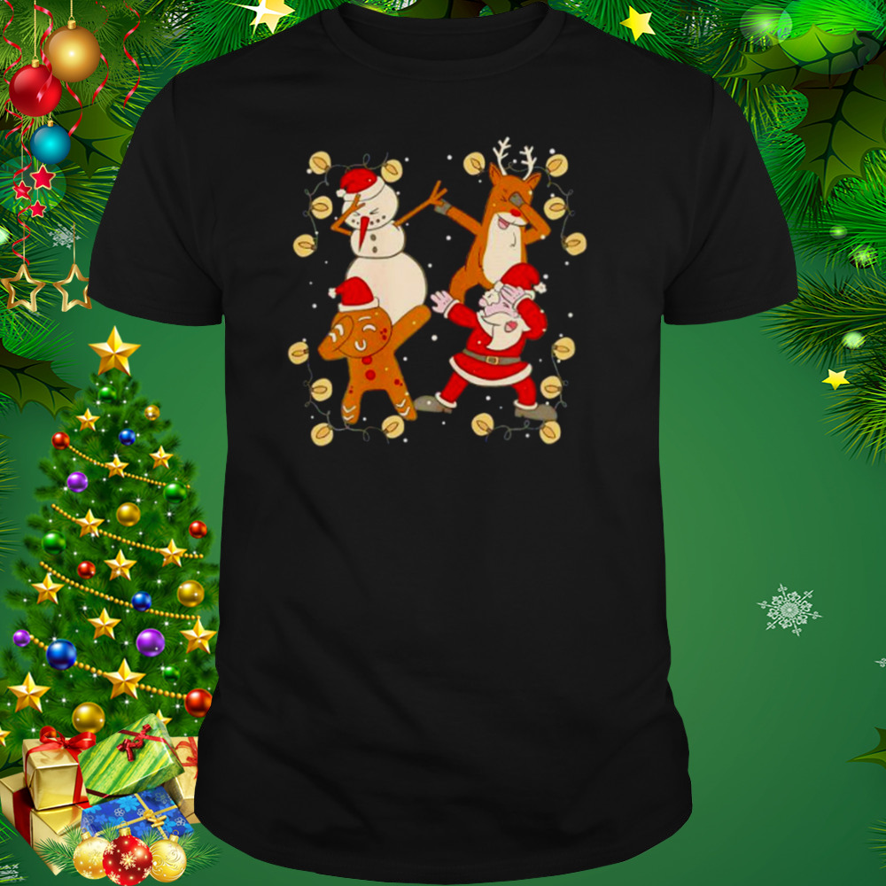 dabbing Snowman Reindeer Gingerbread and Santa Claus shirt