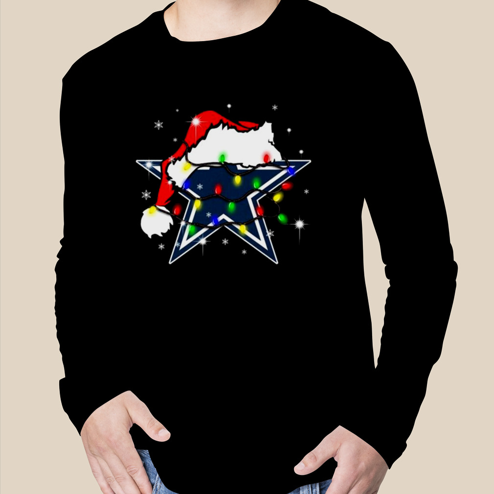 Santa Dallas Cowboys Logo Lights Christmas Shirt