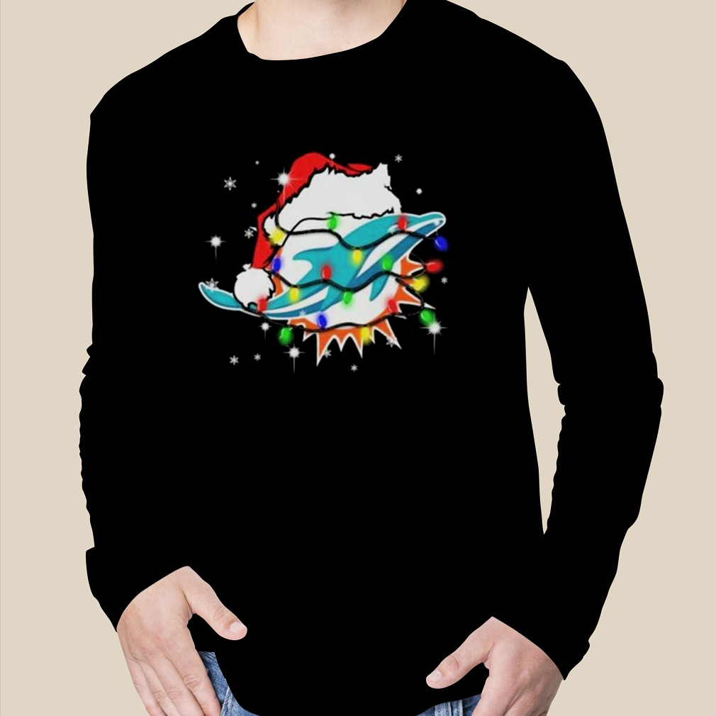 Santa Miami Dolphins Logo Lights Christmas Shirt