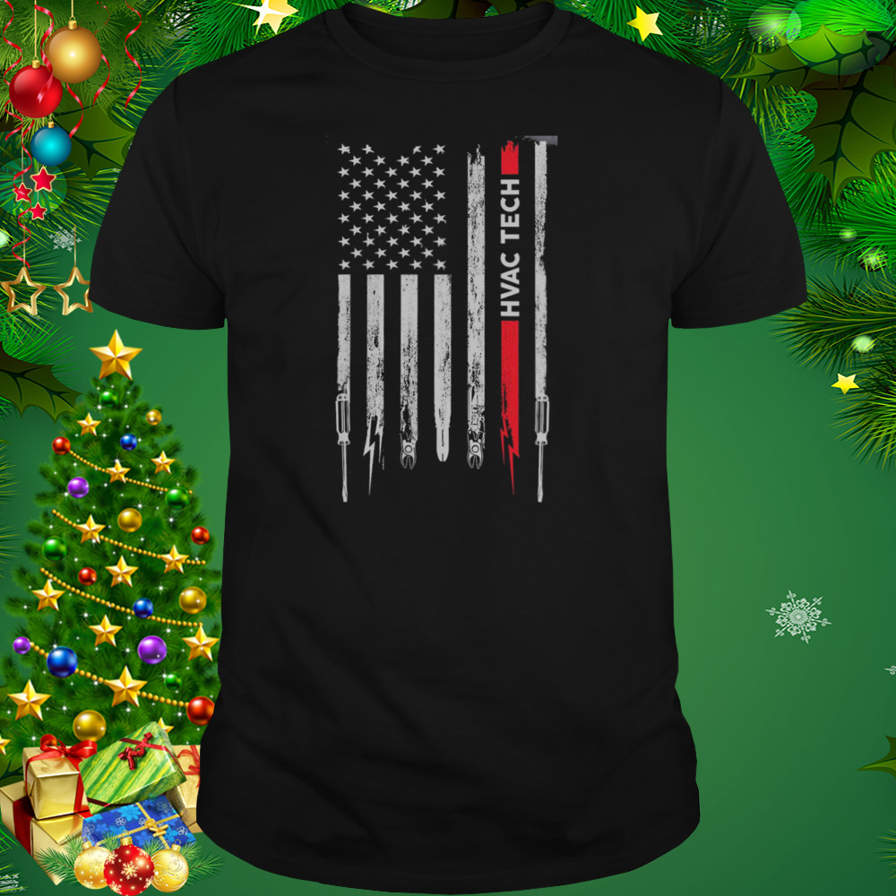 Hvac Tech With American Flag Shirt