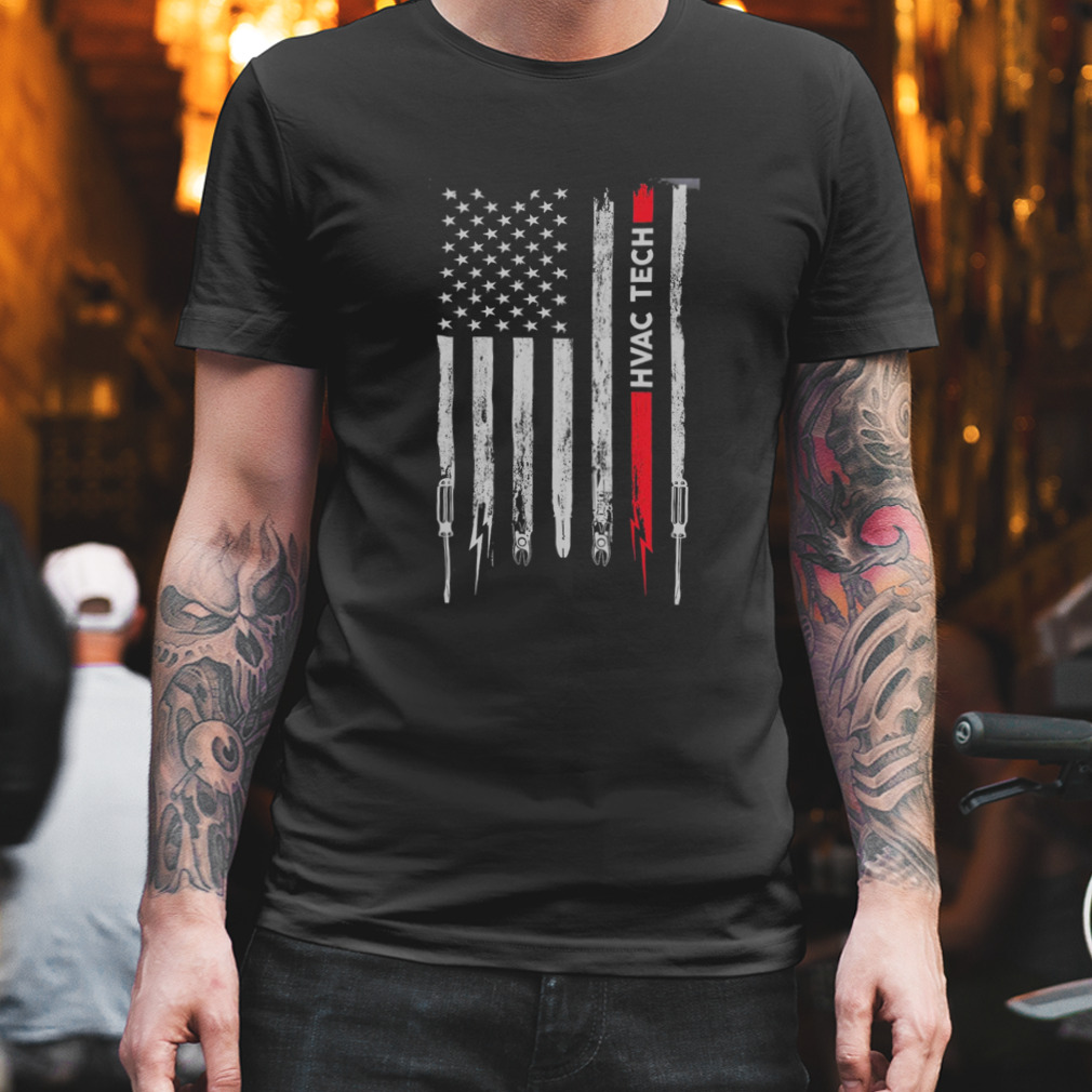 Hvac Tech With American Flag Shirt