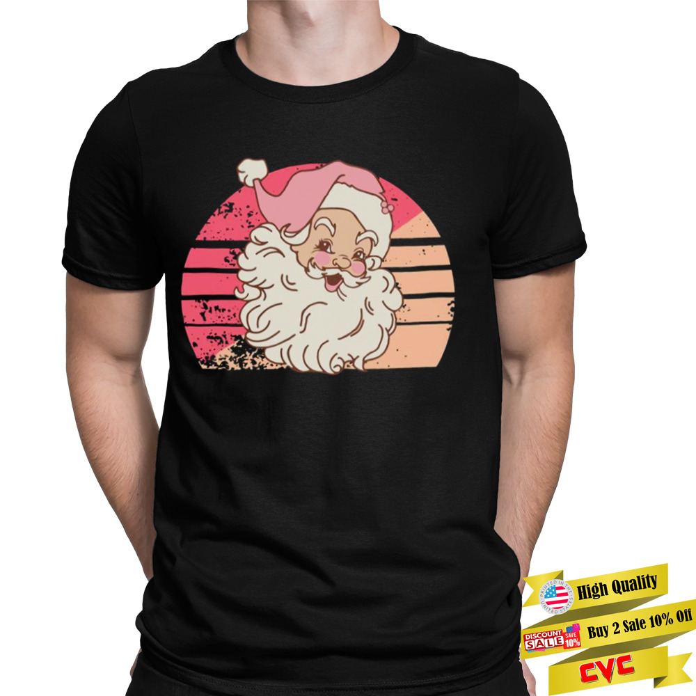 Retro Vintage Pink Santa Claus Sunset shirt