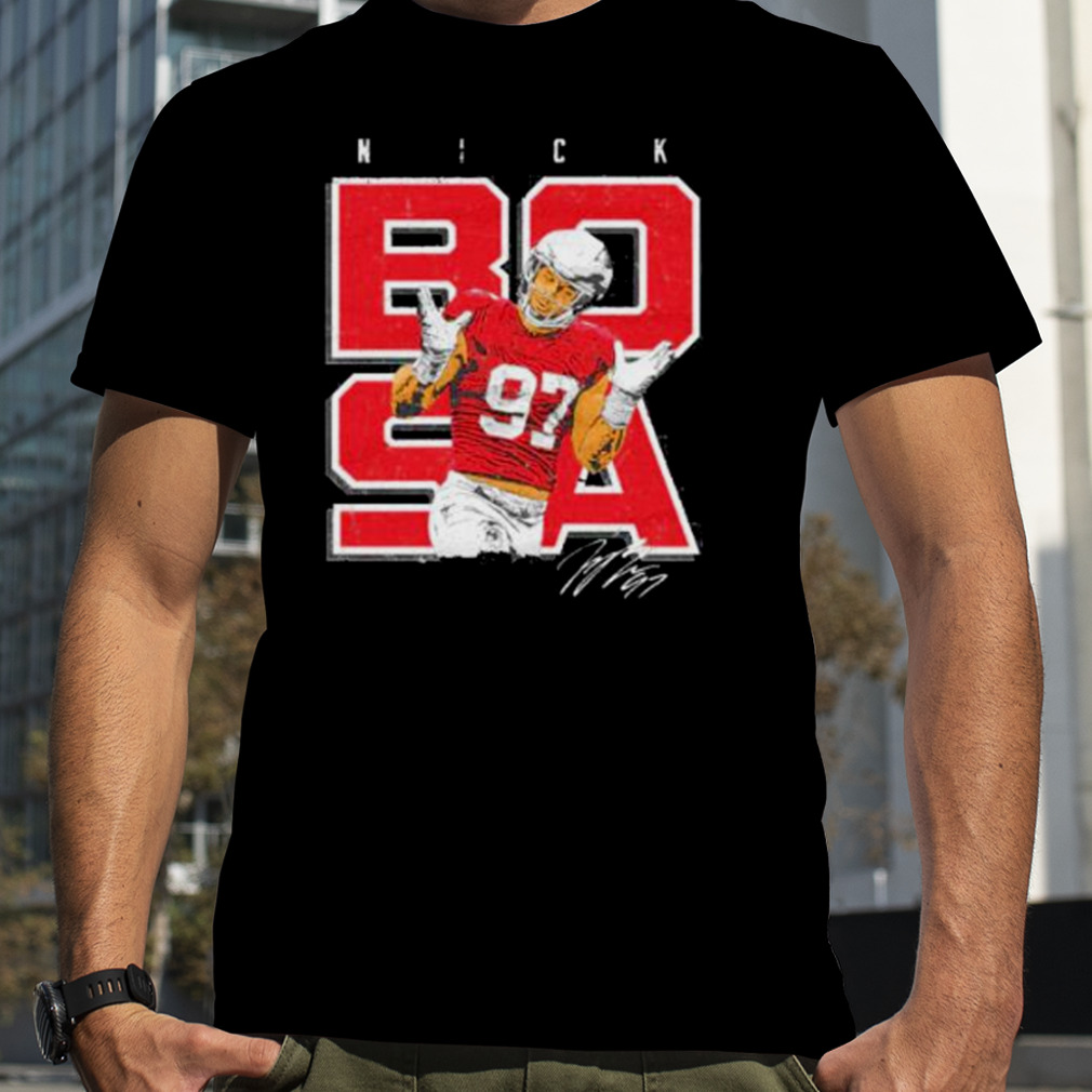 nick Bosa San Francisco 49ers shrugs shirt