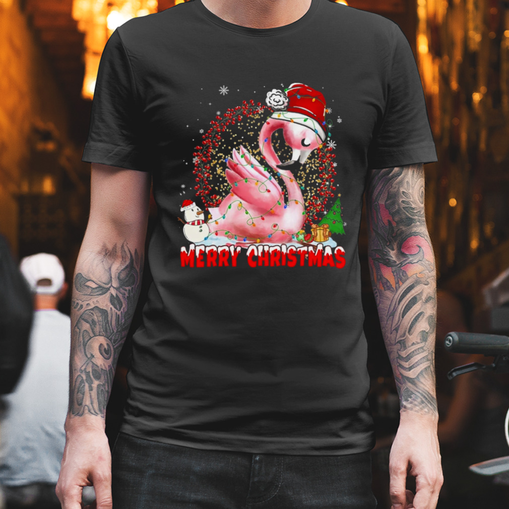 Christmas Flamingos Merry Christmas Light Flamingo shirt