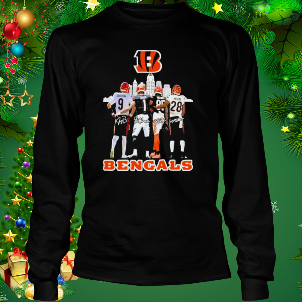 Cincinnati Bengals Burrow Chase Higgins Mixon Nfl Champions Signatures Shirt