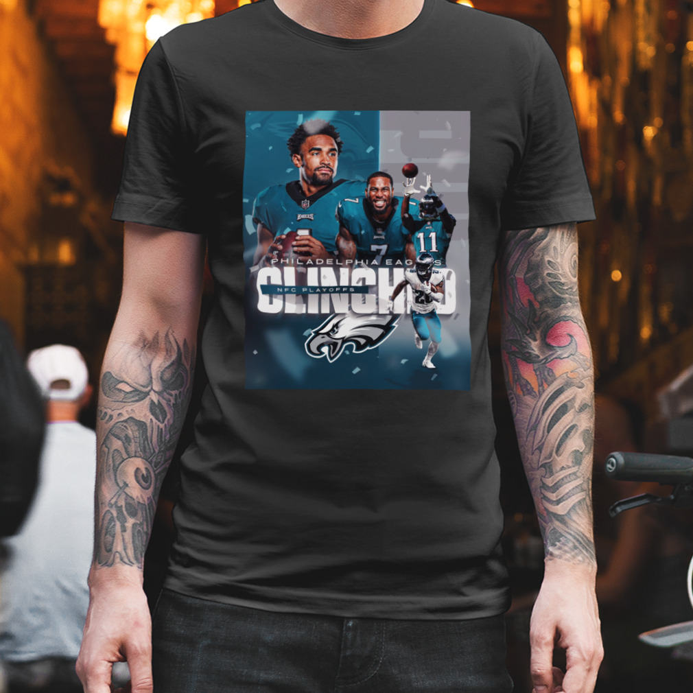 Philadelphia eagles 2022 clinched playoffs team T shirt - Limotees