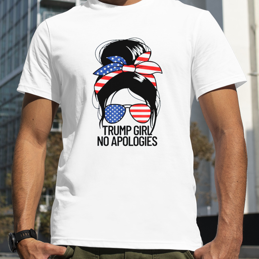 Trump Girl No Apologies Women’s Messy Bun Trump 2024 T-Shirt