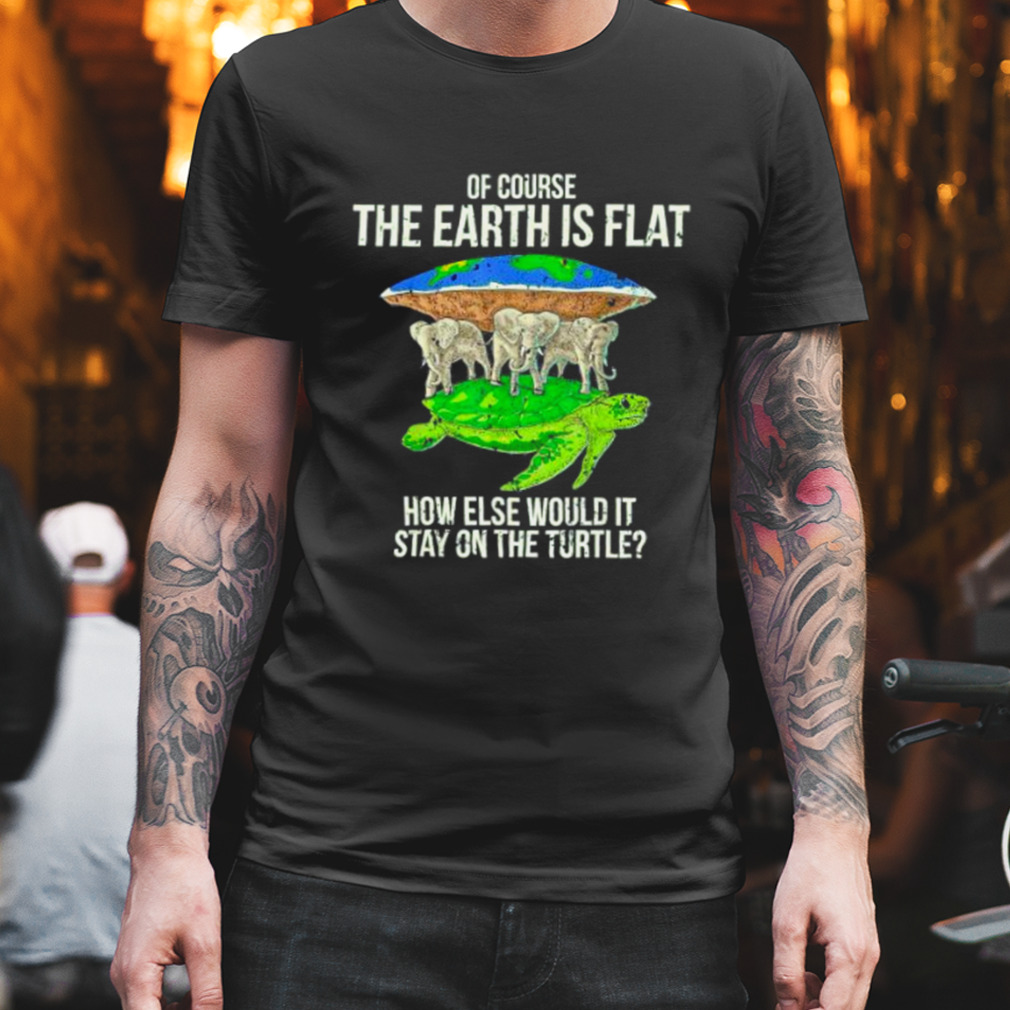 of course the earth is flat how else would it stay on the turtle shirt