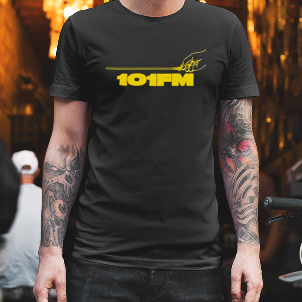 101fm bottle green shirt