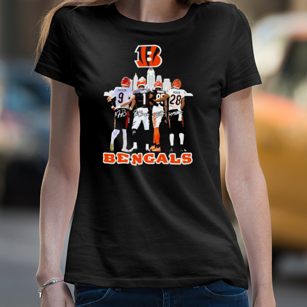 Cincinnati Bengals Who Dey Chase Burrow Mixon Signatures Unisex Shirt -  Jolly Family Gifts