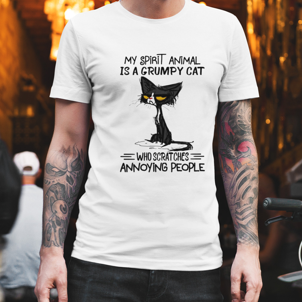Black Cat My Spirit Animal Is A Grumpy Cat Who Slaps Annoying People Shirt