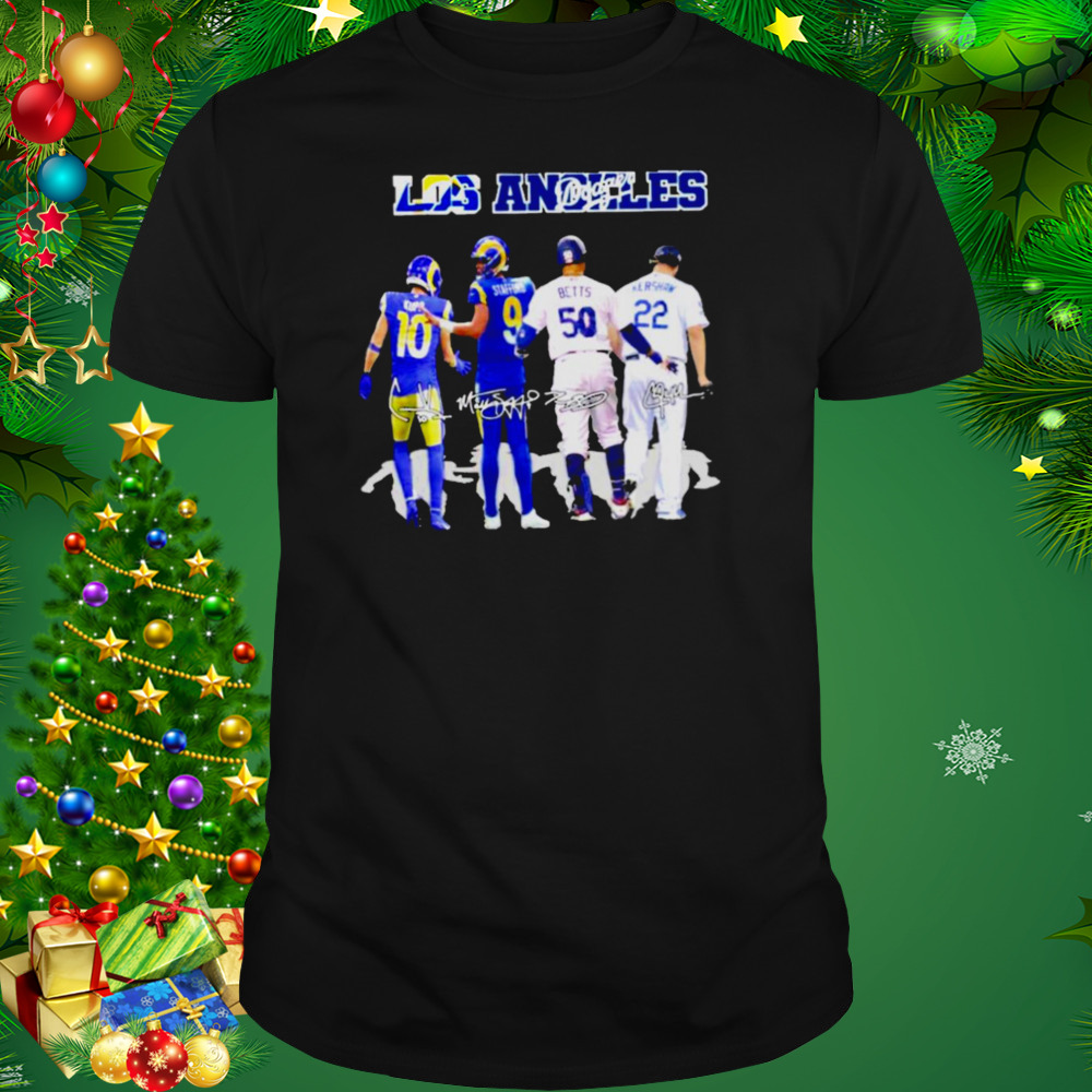 Los angles rams and los angeles Dodgers kupp stafford betts and kershaw signatures T-shirt