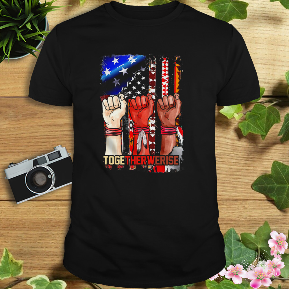 Black Live Matter Strong Hands Together We Rise American Flag Shirt