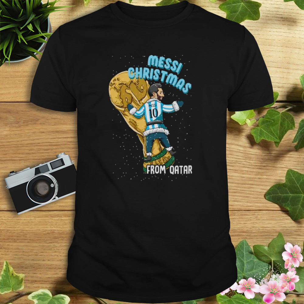 Chibi Messi Christmas From Qatar World Cup 2022 Argentina shirt 1 Unisex tshirt