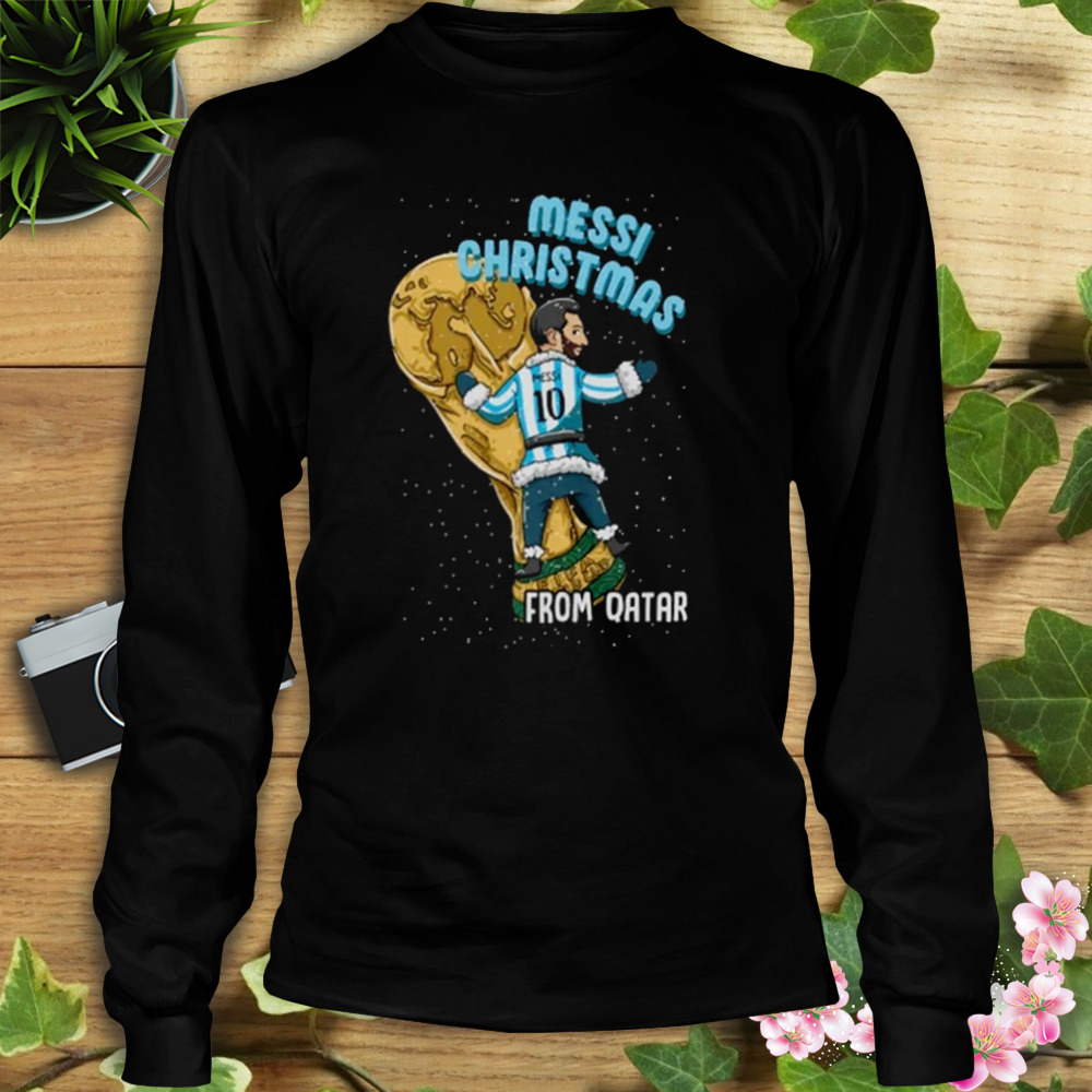 Chibi Messi Christmas From Qatar World Cup 2022 Argentina shirt 3 Longsleeve tshirt