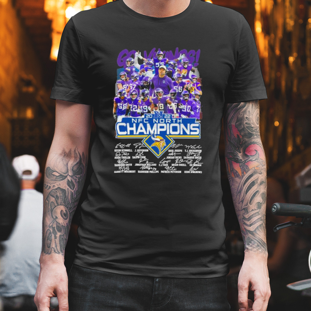 Minnesota Vikings 2022 NFC North Champions signatures shirt