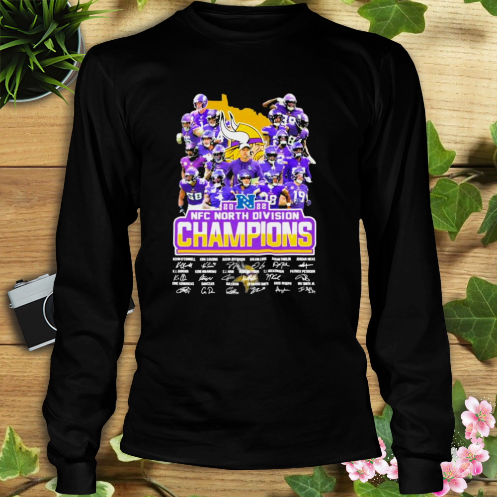 Minnesota Vikings 2022 NFC North Champions signatures shirt