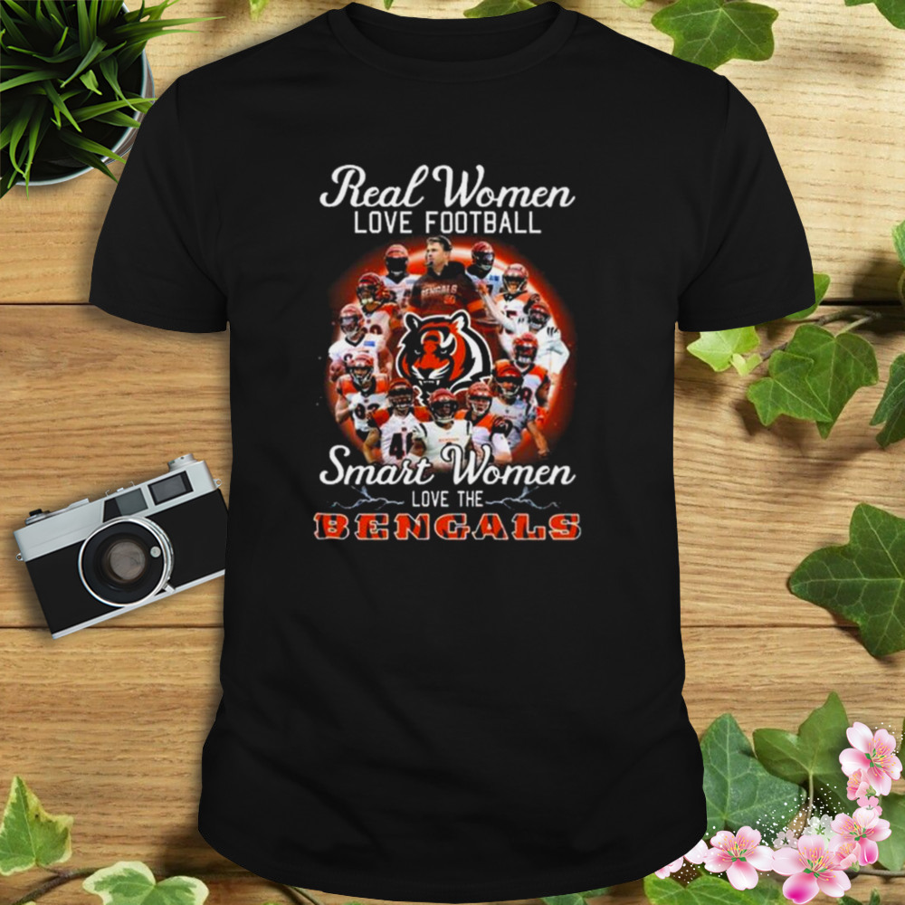 Nice real women love football smart women love the cincinnati bengals  signatures shirt cincinnati bengals, hoodie, longsleeve tee, sweater