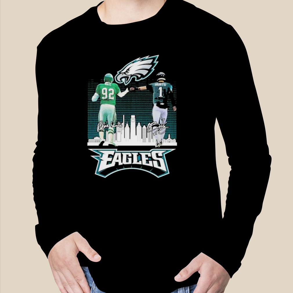 Official reggie white and jalen hurts philadelphia eagles city skyline  signatures shirt,tank top, v-neck for men and women