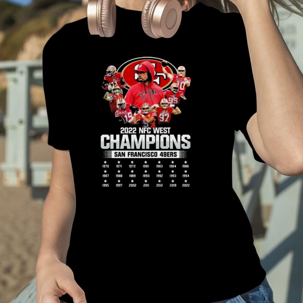 2022 NFC West Champions San Francisco 49ers team signatures shirt