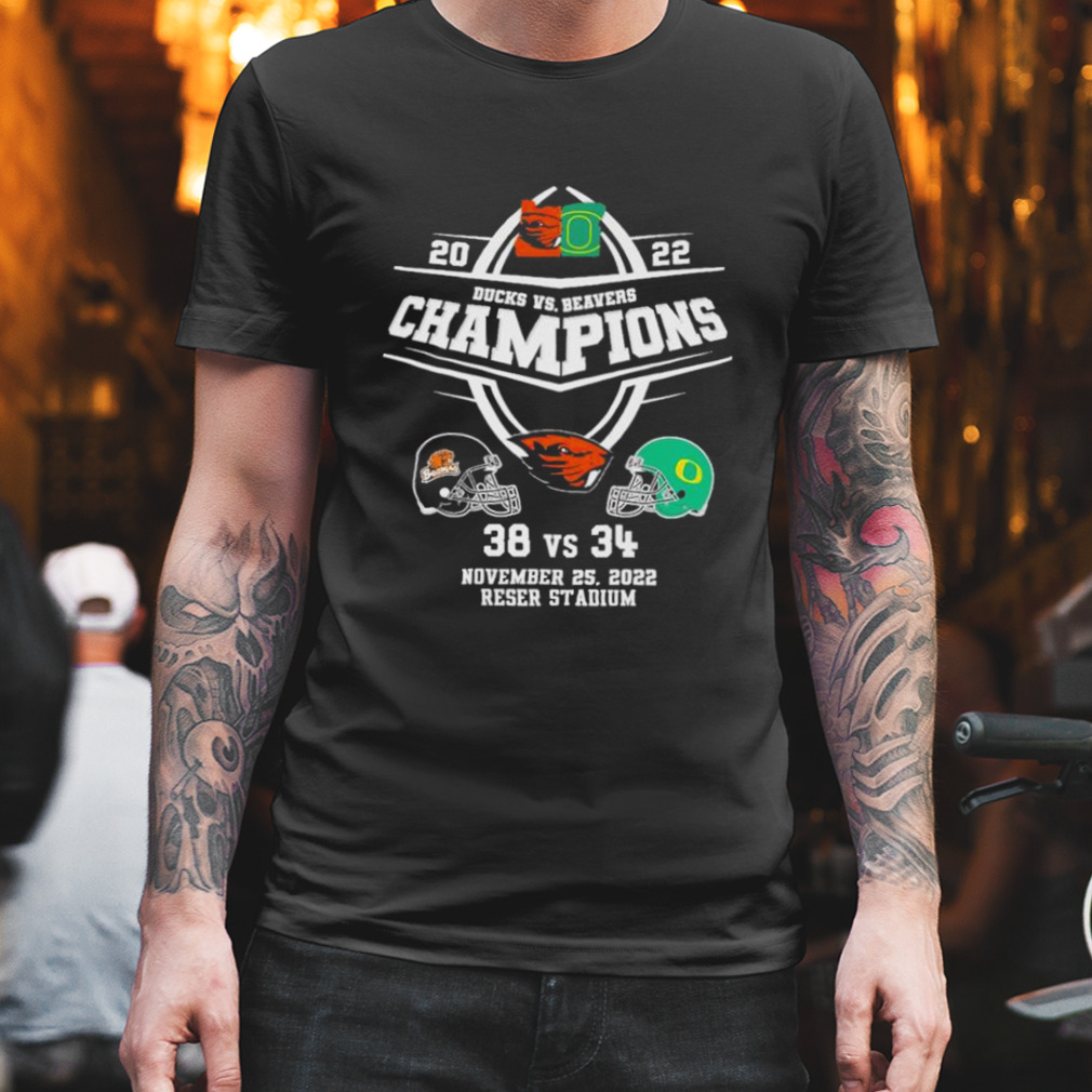 2022 Ducks vs Beavers Champions 38 34 final score shirt