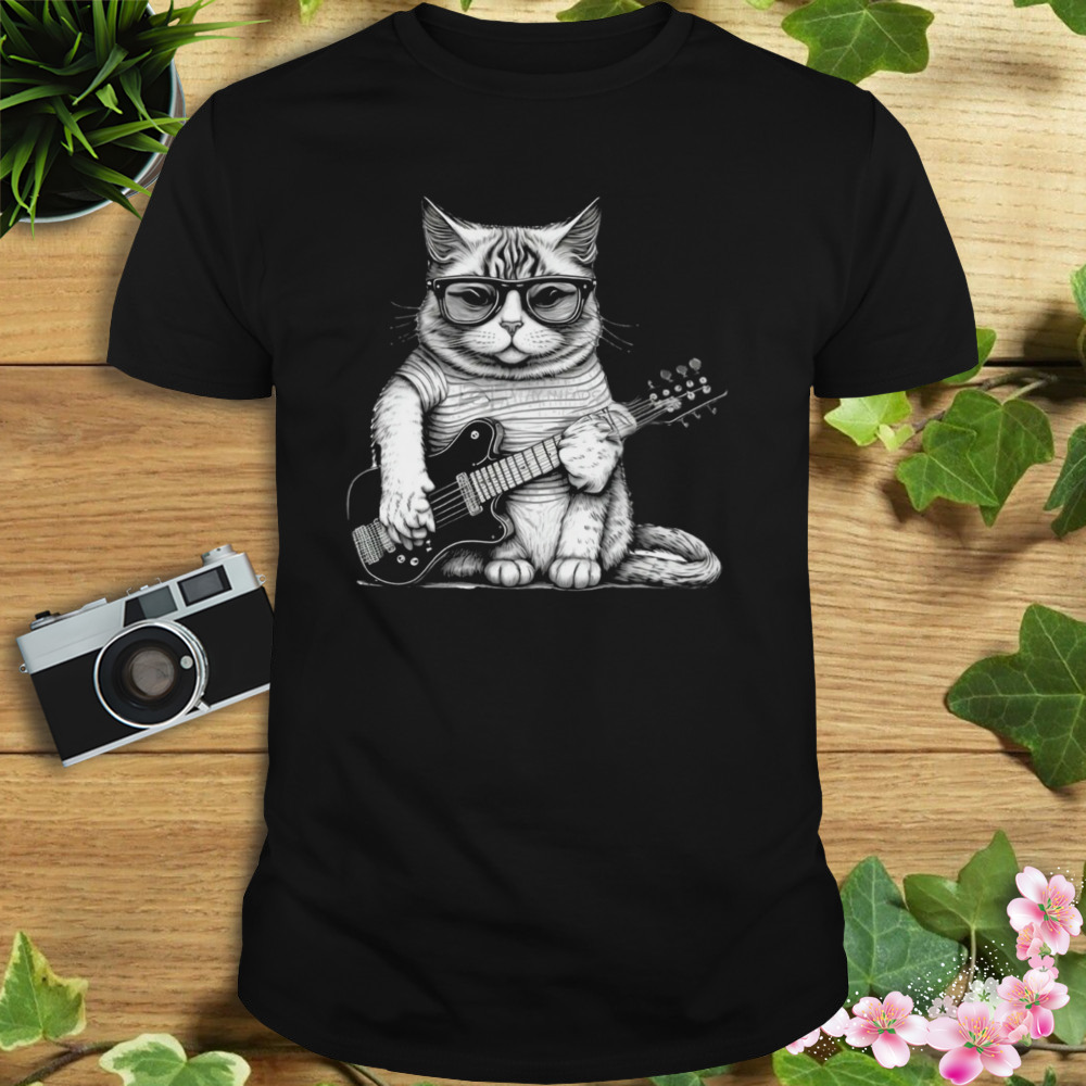 Cat Playing Guitar Sublimation Shirt