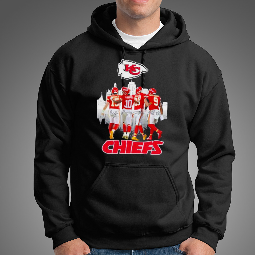 Mahomes Pacheco Kelce City Signatures Kansas City Chiefs Shirt - Teexpace