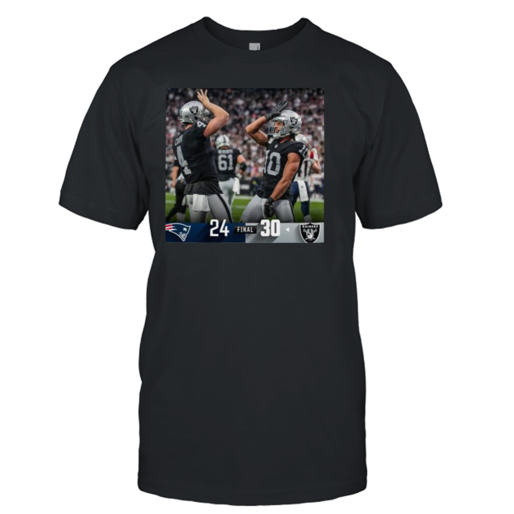 Las Vegas Raiders 30 24 Patriots NFL 2022 matchup final score shirt