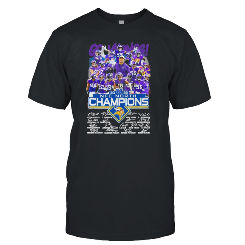 Minnesota Vikings 2022 NFC North Champions signatures shirt