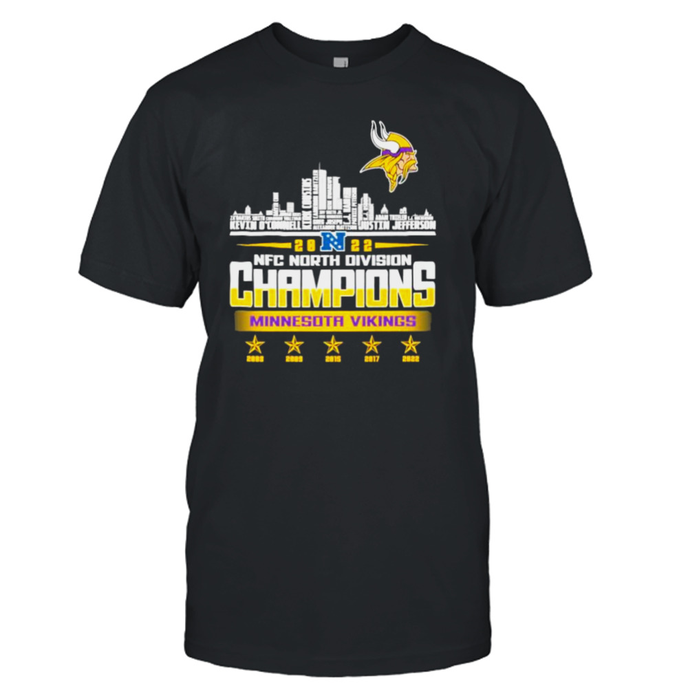 Minnesota Vikings players names 2022 NFC North Division city skyline Shirt