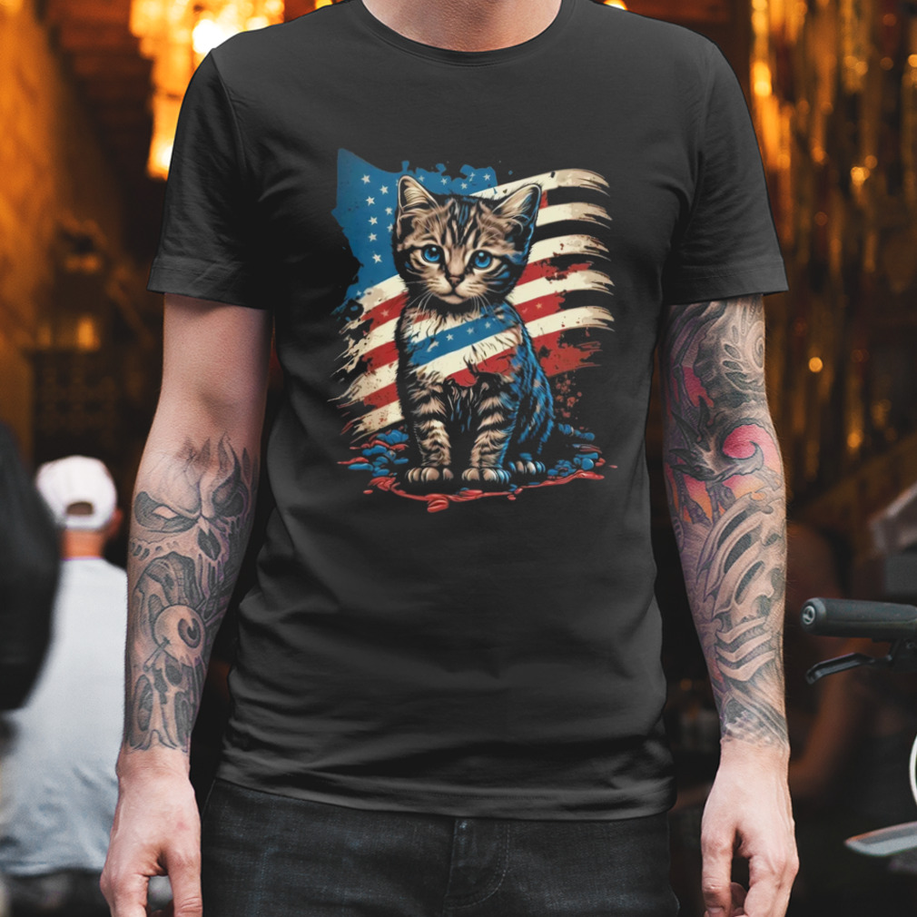 Patriotic Cat USA Flag Shirt