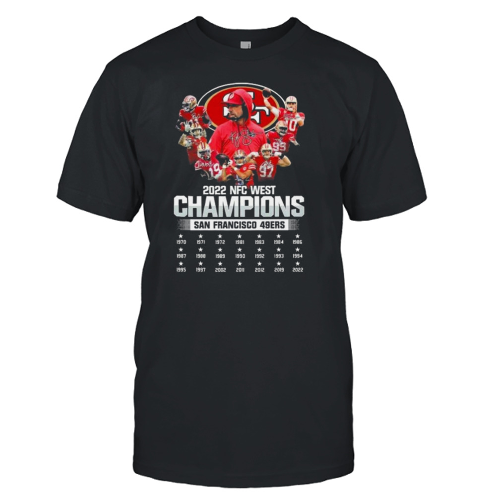 San Francisco 49ers 2022 NFC West Champions 1970-2022 Signatures Shirt