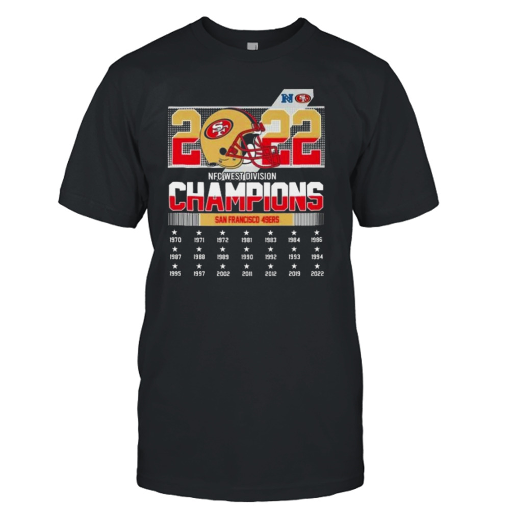 San Francisco 49ers Team Football 2022 NFC West Champions 1970-2022 Signatures Shirt