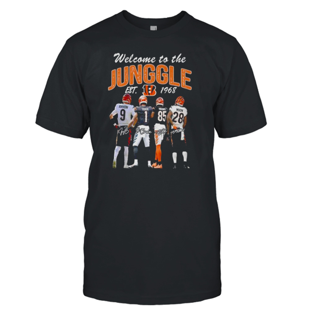 Cincinnati Bengals welcome to the jungle est 1968 signatures shirt