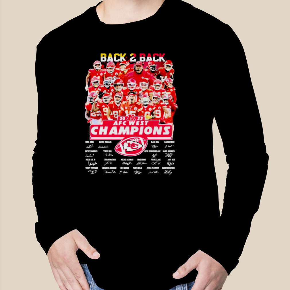 Kansas City Chiefs 2022 AFC West Champions Back to Back signatures shirt -  Dalatshirt