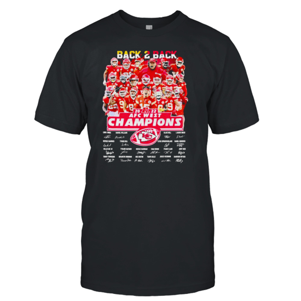 Kansas City Chiefs Back To Back 2022 AFC West Champions Signatures Shirt