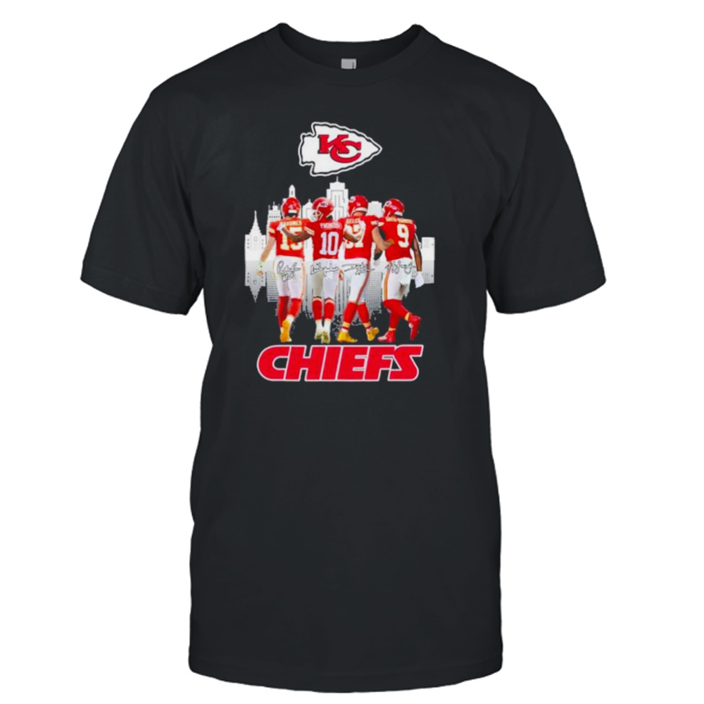 Kansas City Chiefs Mahomes Pacheco Kelce City signatures 2022 shirt