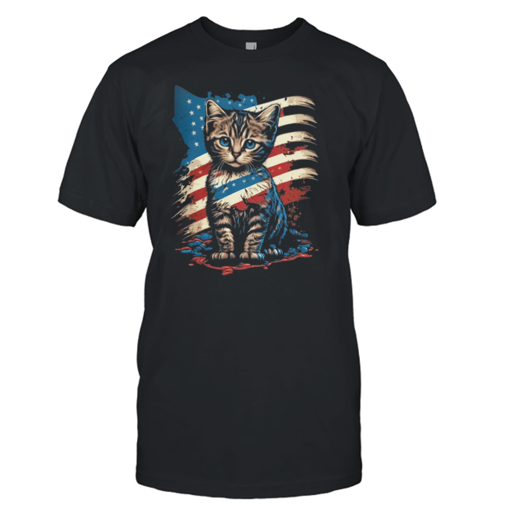 Patriotic Cat USA Flag Shirt