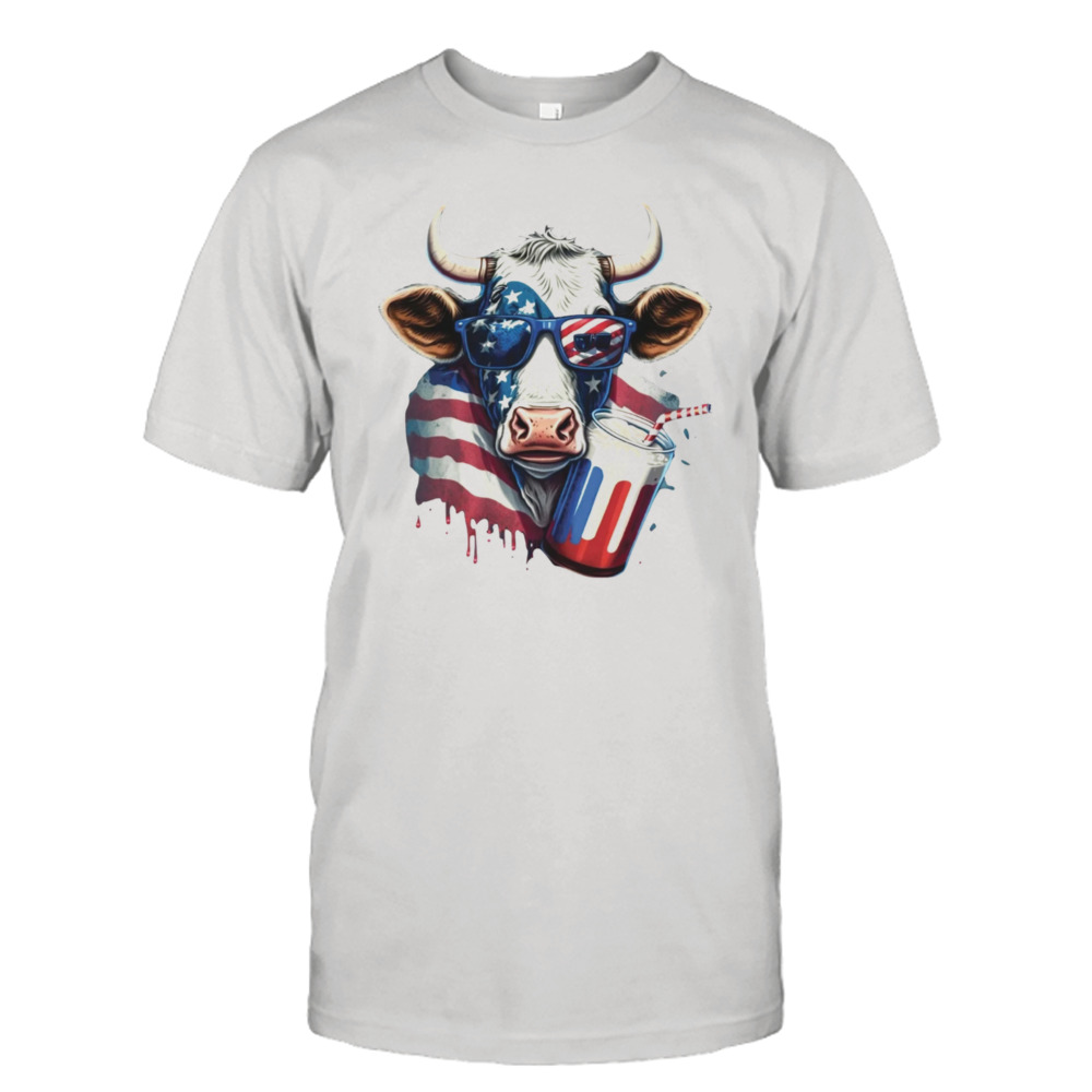 Patriotic Cow American Flag Shirt