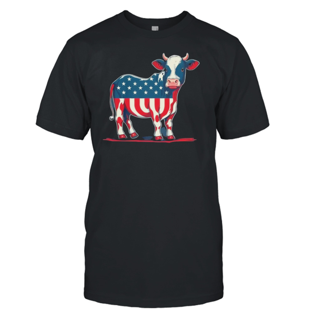 Patriotic Cow USA Flag Shirt