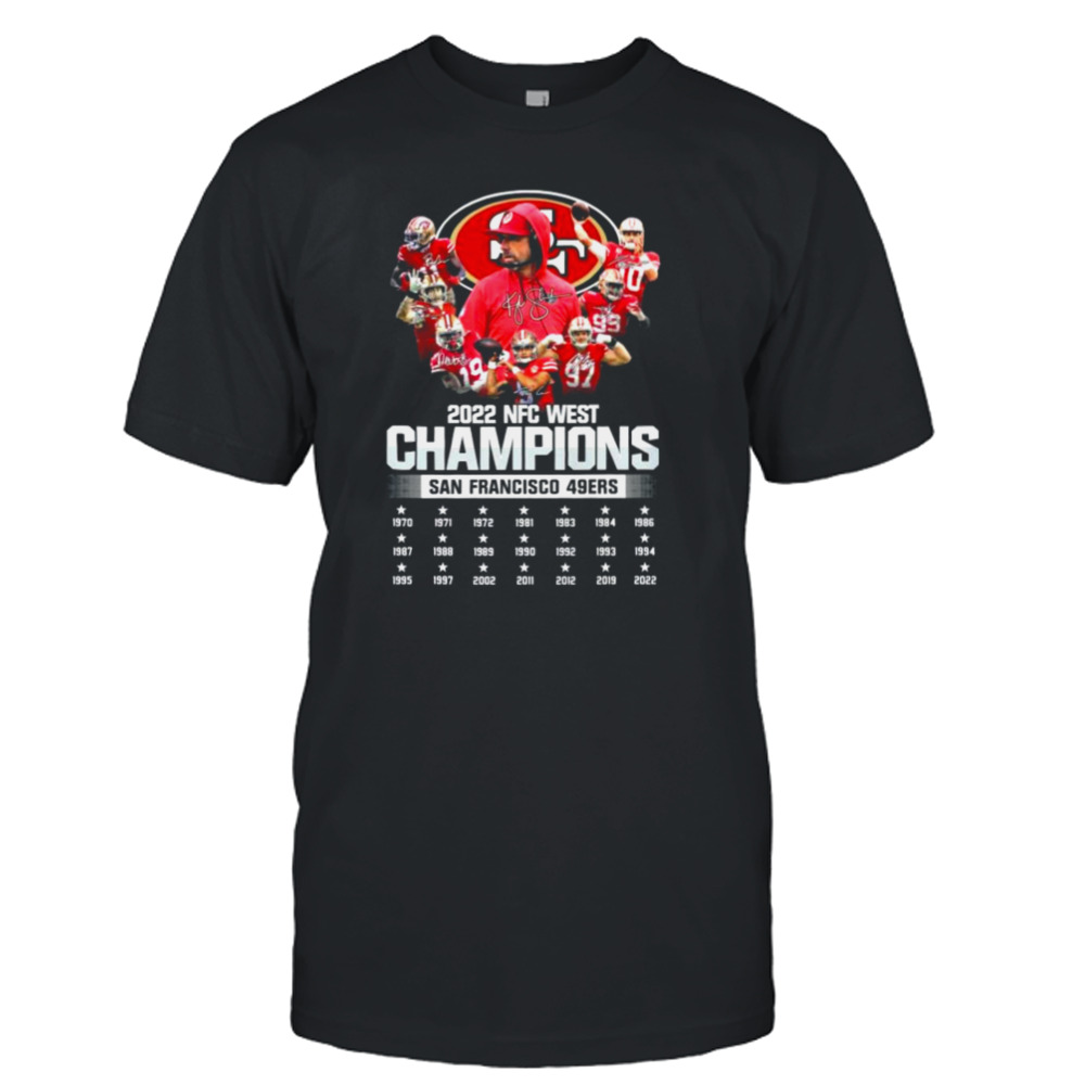 San Francisco 49ers 2022 NFC west division champions signatures shirt