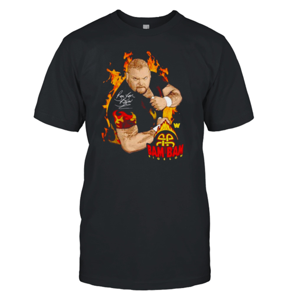 bam Bam Bigelow burning signature shirt