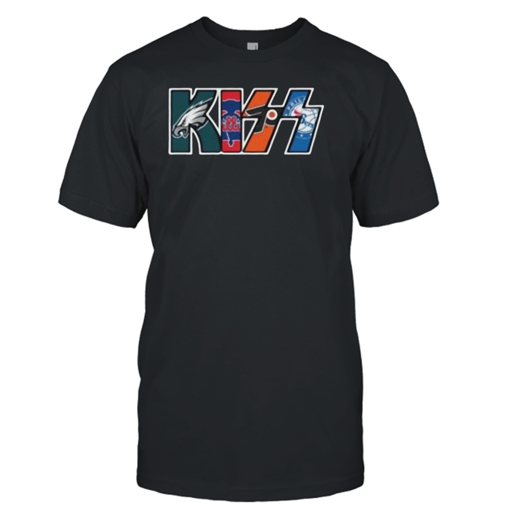 Kiss Logo With Philadelphia Sports Team Logo Shirt