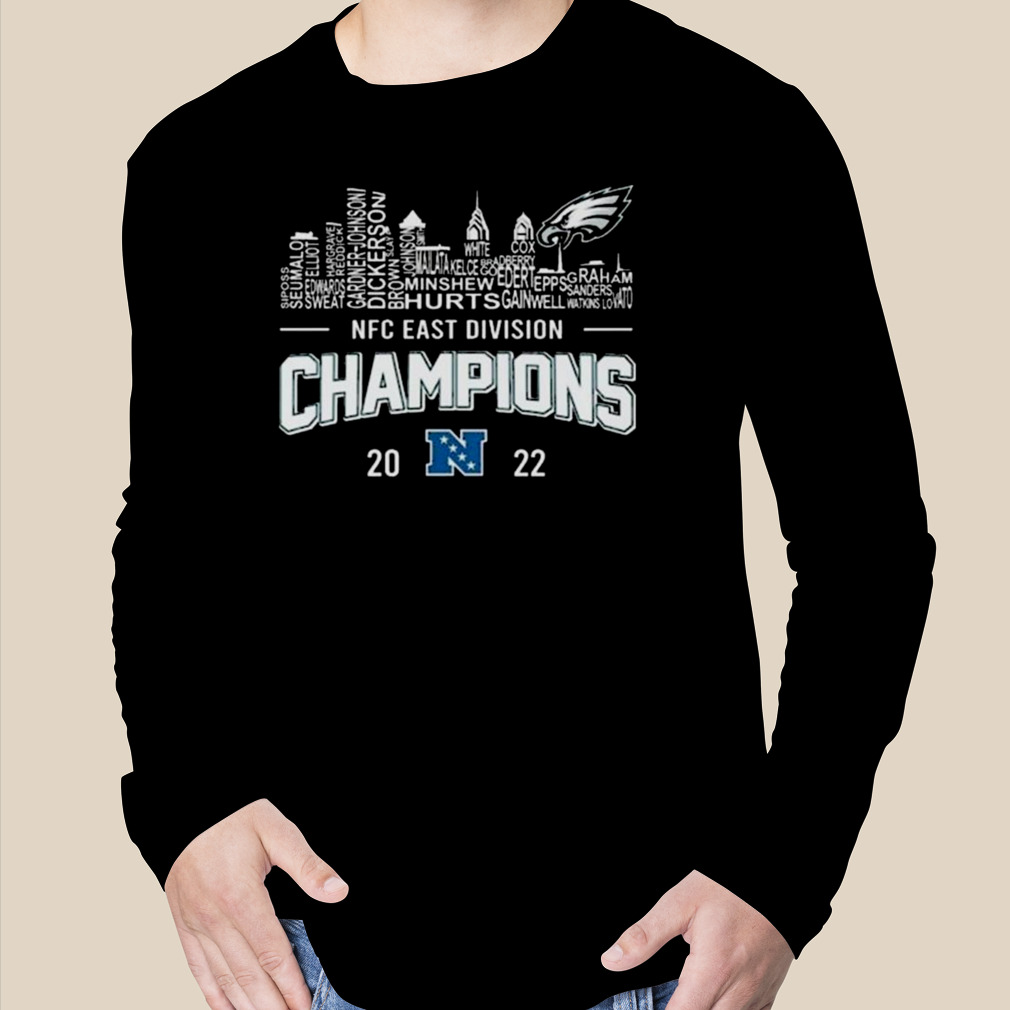 Philadelphia Eagles Player Names Skyline Nfc East Division Champions 2022  shirt, hoodie, sweater and long sleeve