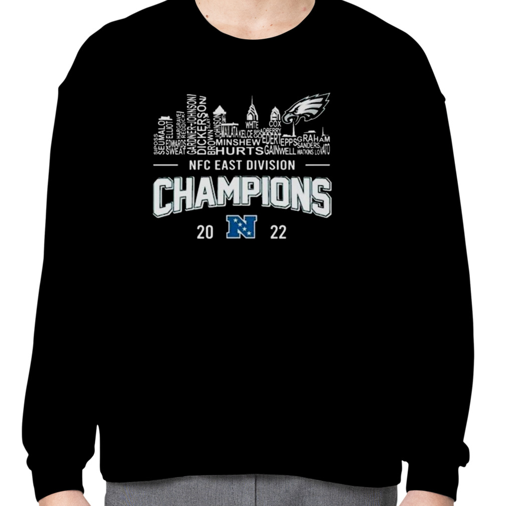 Philadelphia Eagles Player Names Skyline Nfc East Division Champions 2022  shirt, hoodie, sweater and long sleeve