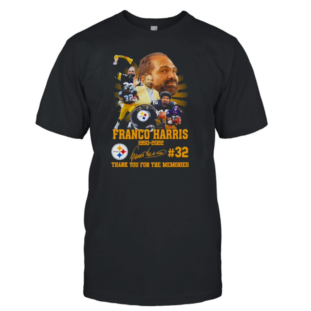 Franco Harris #32 Steelers 1950 2022 thank you for the memories signature shirt