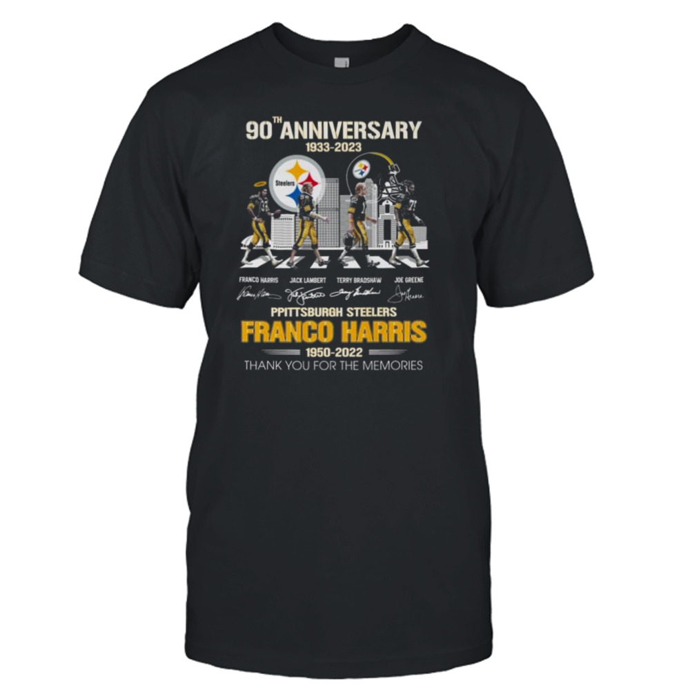 Franco Harris Pittsburgh Steelers 1950 2022 thank you for the memories signatures shirt