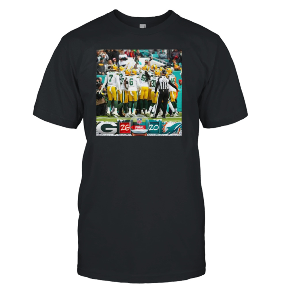 Green Bay Packers 26 20 Miami Dolphins NFL 2022 Holiday game final score shirt