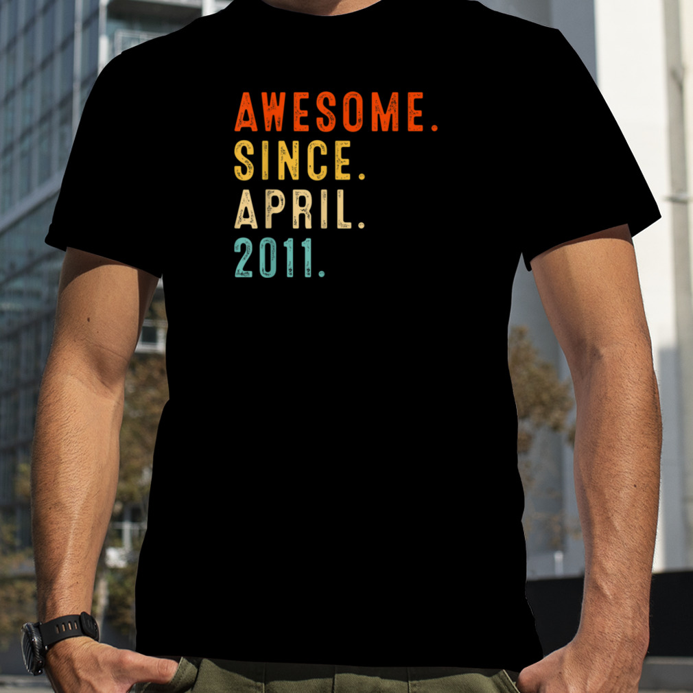 12 Years Old Awesome Since April 2011 12th Birthday T-Shirt B0BR5295LJ