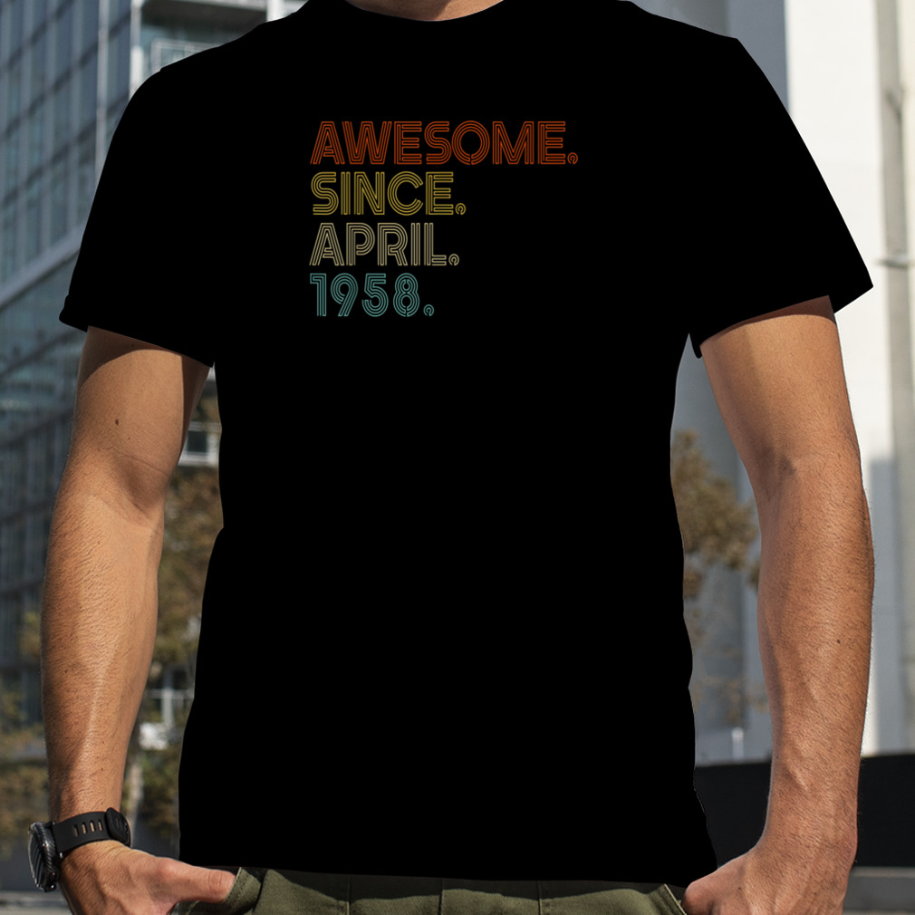 Awesome Since April 1958 Vintage 65th Birthday T-Shirt B0BR4ZHMVHs